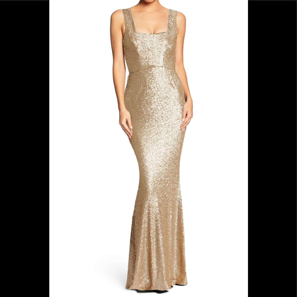 Dress the population raven sequin gown